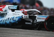 Bearman Tak Menyesal Senggol Gasly di GP Amerika Mobil balap Haas Formula 1 berwarna putih biru hitam melaju di lintasan
